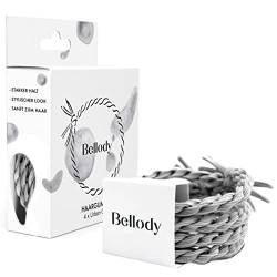 Bellody® Original Haargummis - Stylisch geflochtener Haargummi mit starkem Halt (4er Set - Urban Gray) - Damen Haarschmuck in Hell Grau von Bellody
