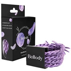 Bellody® Original Haargummis - Sundance Edition - Stylisch geflochtener Haargummi mit starkem Halt (4er Set - Bora Bora) - Damen Haarschmuck in Violett Lila von Bellody