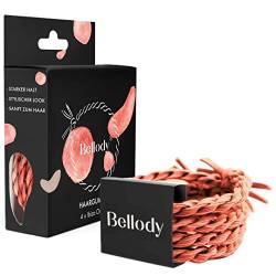 Bellody® Original Haargummis - Sundance Edition - Stylisch geflochtener Haargummi mit starkem Halt (4er Set - Ibiza Orange) - Damen Haarschmuck in Orange von Bellody