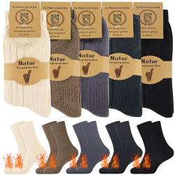 Belloxis 5 Paare Alpaka Socken Thermosocken Damen 39-42 Wollsocken Kuschelsocken Damen Dicke Socken Damen Wintersocken Damen Thermo Socken Warme Socken Wärmesocken Stricksocken Damen 39-42 von Belloxis