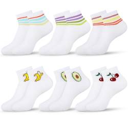 Belloxis 6 Paar Tennissocken Damen 35-38 Sneaker Socken Damen 35-38 Sportsocken Weiße Socken Kurze Socken Baumwollsocken Tennis Socken von Belloxis