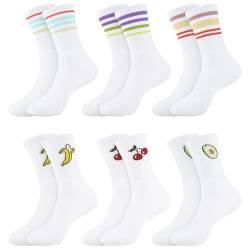 Belloxis 6 Paar Tennissocken Damen 35-38 Sportsocken Socken Damen 35-38 Weiße Socken Baumwollsocken Tennis Socken Yoga Socken von Belloxis