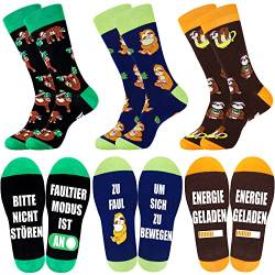 Belloxis Faultier Socken Herren 43-46 Baumwollsocken Faultier Geschenke für Männer Lustige Bunt Witzige Socken von Belloxis