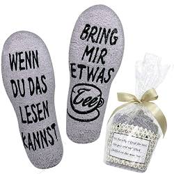 Belloxis Tee Socken Damen Wenn Du Das Lesen Kannst Socken Flauschige Socken Lustige Socken Geschenk für Frauen von Belloxis