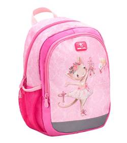 Belmil Kindergartenrucksack mit Brustgurt und Namensschild für 3-6 Jährige/Mädchen / 12 L/Krippenrucksack Kindergartentasche Kindertasche/Ballerina/Pink, Rosa (305-4/A Ballerina) von Belmil