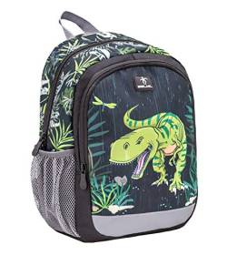 Belmil Kindergartenrucksack mit Brustgurt und Namensschild für 3-6 Jährige/Mädchen / 12 L/Krippenrucksack Kindergartentasche Kindertasche/Dinosaurier/Schwarz (305-4/A Dinosaurs) von Belmil