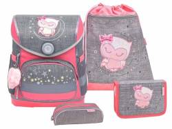 Belmil ergonomischer Schulranzen Set mit Regenschutz 5 -teilig für Kinder 1-4 Klasse Grundschule/Brustgurt/Magnetverschluss (Little Owl) von Belmil