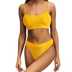 BelonLink Damen Bikini Set, Bikini Sets für Damen Zweiteiliger Badeanzug Swimsuit Badebekleidung Beachwear Sexy Push Up Badeanzug (Gelb S) von BelonLink