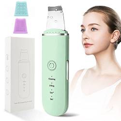 BelonLink Skin Scrubber, face Spatula, Ultraschallpeelinggerät Peeling Porenreiniger, Haut Scrubber Mitesserentferner, Akne-Entferner, Ionen Hautreiniger Spatel Facelifting Massagegerät (Hell grün) von BelonLink