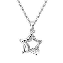 Belons Damen Kette 925 Sterling Silber Zirkonia Halskette Kette mit Anhänger Doppel Sterne Sternchen Anhänger von Belons