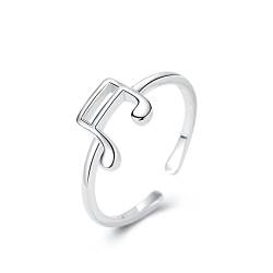 Belons Damen Ring 925 Sterling Silber Zirkonia Musiknote Ring Offen Verstellbare Musik Ring für Mädchen Frauen von Belons