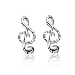 Belons Mädchen Ohrstecker 925 Sterling Silber Violinschlüssel Ohrstecker G-Schlüssel Musiknote Ohrringe Kinder Ohrschmuck von Belons