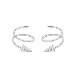 Belons Sterne/Herzen/Papierflieger Ohrstecker Ohrringe 925 Sterling Silber Mädchen Ohrstecker Spirale Schraubenlinie Creolen Ohrringe für Damen Frauen Kinder (Silber-Papierflieger) von Belons