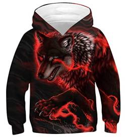 Belovecol 3D Wolf Pullover Kapuzenpullover Mädchen Jungen Lustige Langarm Hoodie Casual Kapuzenpulli Druck Sweatshirt 6 7 Jahre von Belovecol