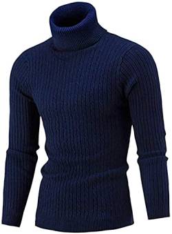 Belovecol Herren Rollkragenpullover Navy Blau Pullover Rollkragen Slim Fit Feinstrick Sweater S von Belovecol
