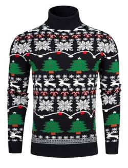 Belovecol Herren Turtleneck Weihnachten Pullover Tops Slim Fit High Roll Neck Pullover Warmer Winter Turtle Neck Pullover, Weihnachtsbaum, XL von Belovecol