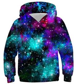 Belovecol Jungen Mädchen Hoodie Pullover Langarm Casual Kapuzenpullover mit Tasche Galaxis für Kinder 11 12 13 Jahre von Belovecol