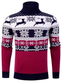 Belovecol Pullover für Herren Weihnachts-Elch-Druck Strickpullover Rollkragen Sweater Freizeit Männer Pullover Winter Warm M von Belovecol