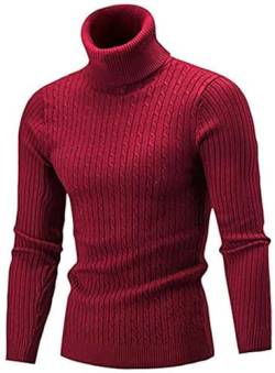 Belovecol Rollkragenpullover Herren Grau Pullover Rollkragen Slim Fit Feinstrick Sweater XL von Belovecol