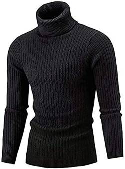Belovecol Rollkragenpullover für Herren Schwarz Pullover Rollkragen Slim Fit Feinstrick Sweater XXL von Belovecol