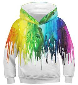 Belovecol Teenager Kapuzenpullover Unisex Casual Hoodie 3D Bunte Painting Pullover Jungen Mädchen Lustige Sweatshirt mit Kapuze Top 8 9 10 Jahre von Belovecol