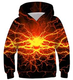 Belovecol Teens 3D Halloween Kapuzenpullover Pullover Hoodie Langarm Kapuzenpullis Atmungsaktiv Sweatshirts mit Tasche für Jungen Mädchen Schwarz 8 9 10 Jahre von Belovecol