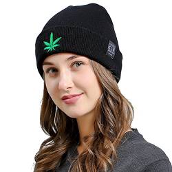 Belsen Damen ich Marihuana-Blatt Hiphop Beanie Strick Mütze Skull Cap (schwarz) von Belsen