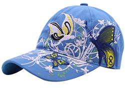 Belsen Gestickte Schmetterlings-Baseballmütze für Mädchen Einheitsgröße Blau von Belsen