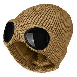 Belsen Unisex Goggle Strickmütze Winddicht Warm Winter Skull Cap, Kaffee, Einheitsgröße von Belsen