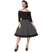 Belsira - Rockabilly Kleid knielang - Carmen-Swingkleid - S bis 4XL - für Damen - Größe S - schwarz/weiß von Belsira