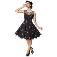Belsira - Rockabilly Kleid knielang - Cocktailkleid - XS bis XXL - für Damen - Größe L - schwarz von Belsira