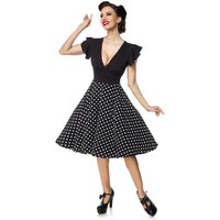 Belsira - Rockabilly Kleid knielang - Elegantes Retrokleid - S bis 4XL - für Damen - Größe 4XL - schwarz/weiß von Belsira