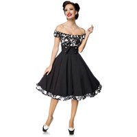 Belsira - Rockabilly Kleid knielang - Schulterfreies Swing-Kleid - S bis 4XL - für Damen - Größe M - schwarz/weiß von Belsira