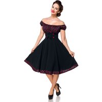 Belsira - Rockabilly Kleid knielang - Schulterfreies Swing-Kleid - XS bis 3XL - für Damen - Größe XL - schwarz/rot von Belsira