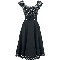 Belsira - Rockabilly Kleid knielang - Schulterfreies Swing-Kleid - XS bis XXL - für Damen - Größe L - schwarz/weiß von Belsira