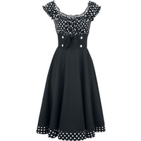 Belsira - Rockabilly Kleid knielang - Schulterfreies Swing-Kleid - XS bis XXL - für Damen - Größe S - schwarz/weiß von Belsira