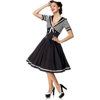 Belsira - Rockabilly Kleid knielang - Swing-Kleid im Marinelook - S bis 4XL - für Damen - Größe 3XL - schwarz/weiß von Belsira