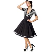 Belsira - Rockabilly Kleid knielang - Swing-Kleid im Marinelook - S bis 4XL - für Damen - Größe M - schwarz/weiß von Belsira