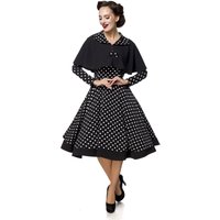 Belsira - Rockabilly Kleid knielang - Swing-Kleid mit Cape - XS bis XXL - für Damen - Größe L - schwarz/weiß von Belsira