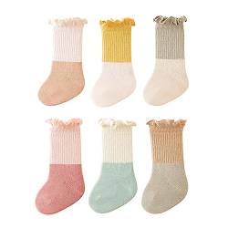 Belsmi Baby Mädchen Jungen Socken Dicke Winter Warm Lang kniehohe Strumpf Röhrensocken Manschette Baumwolle 8er Pack (DE/NL/SE/PL, Alter, 0 Monate, 6 Monate, Stil D) von Belsmi