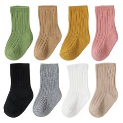 Belsmi Baby Mädchen Jungen Socken Dicke Winter Warm Lang kniehohe Strumpf Röhrensocken Manschette Baumwolle 8er Pack (as3, age, 1_year, 3_years, Stil C, 1-3 Jahre (M)) von Belsmi