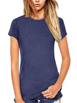Beluring Damen-T-Shirt, kurz/langärmelig, Rundhalsausschnitt, Bluse - Blau - Groß von Beluring