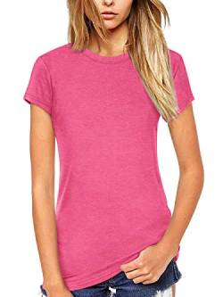 Beluring Damen-T-Shirt, kurz/langärmelig, Rundhalsausschnitt, Bluse - Pink - Groß von Beluring