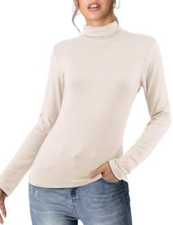 Beluring Langarmshirts für Damen Thermounterwäsche Basic Rollkragenpullover Weiß L von Beluring
