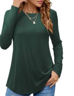 Beluring Pullover Damen Sexy Langarm Oberteile Einfarbig Basic Longshirt T-Shirt Grün M von Beluring