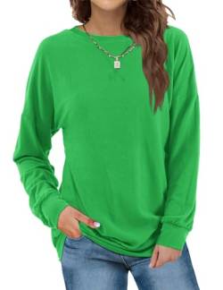 Beluring Sweatshirt Damen Basic Rundhals Langarmshirt Casual Pullover Shirts Tops Grün S von Beluring