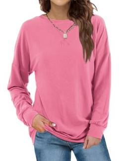 Beluring Sweatshirts für Damen Casual Langarm Oberteile Winter Basic Pullover Tunika Tops Rosa L von Beluring