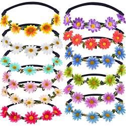 12 Stücke Mehrfarbig Damen Mädchen Mode Blume Krone Floral Garland Stirnbänder für Festival Hochzeit von Bememo