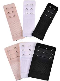 Bememo 6 Stück Damen BH Extender Elastische Stretchy BH Extension Strap, 3 Farben (3 Reihen x 3 Haken, 3 Reihen x 2 Haken) von Bememo