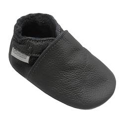 Bemesu Baby Krabbelschuhe Lauflernschuhe Lederpuschen Kinder Hausschuhe aus weichem Leder Einfarbig Schlamm (M, 6-12 M, EU 20-21) von Bemesu